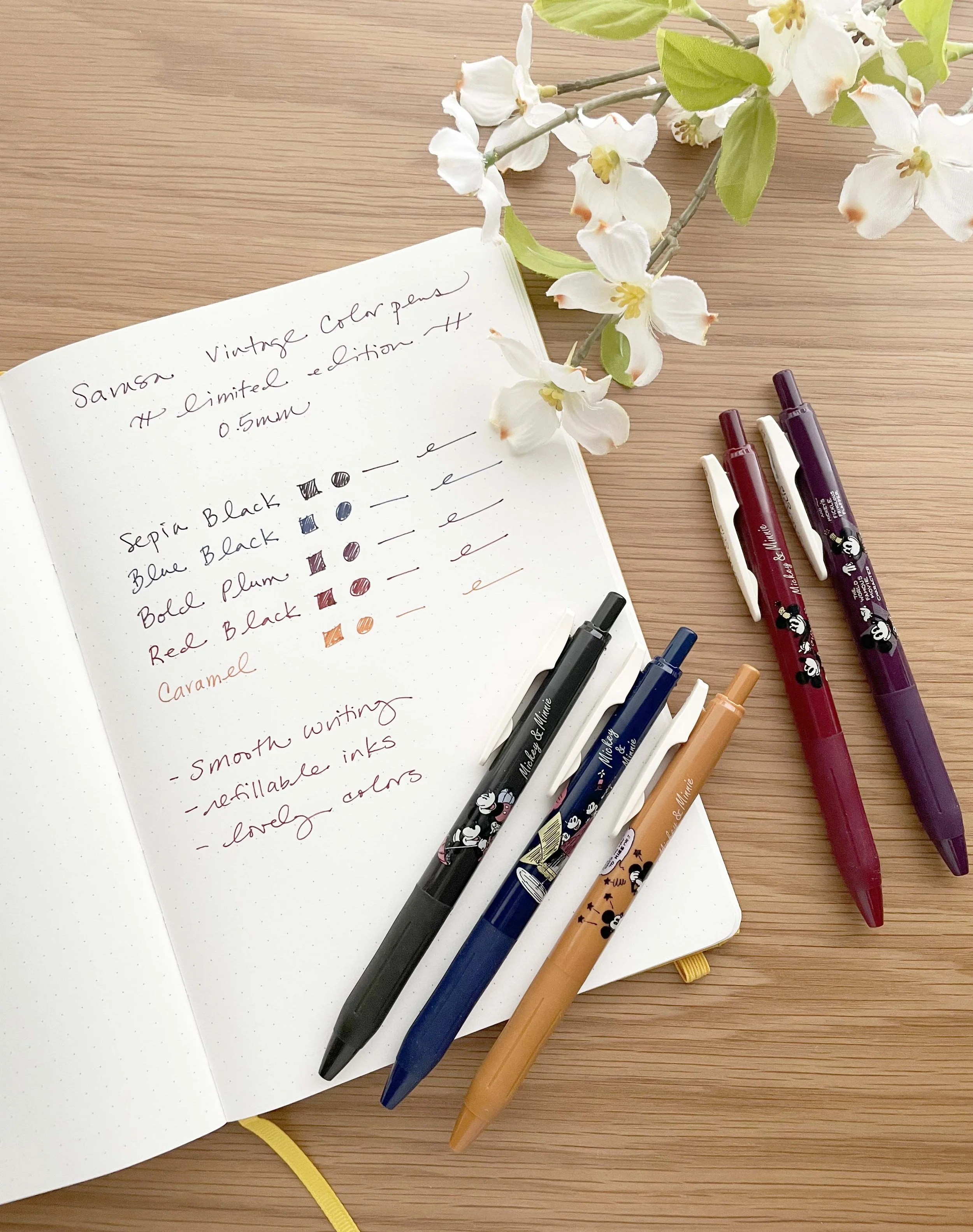 Sarasa Vintage Color Gel 05mm Pen Set - Disney Mickey and Minnie